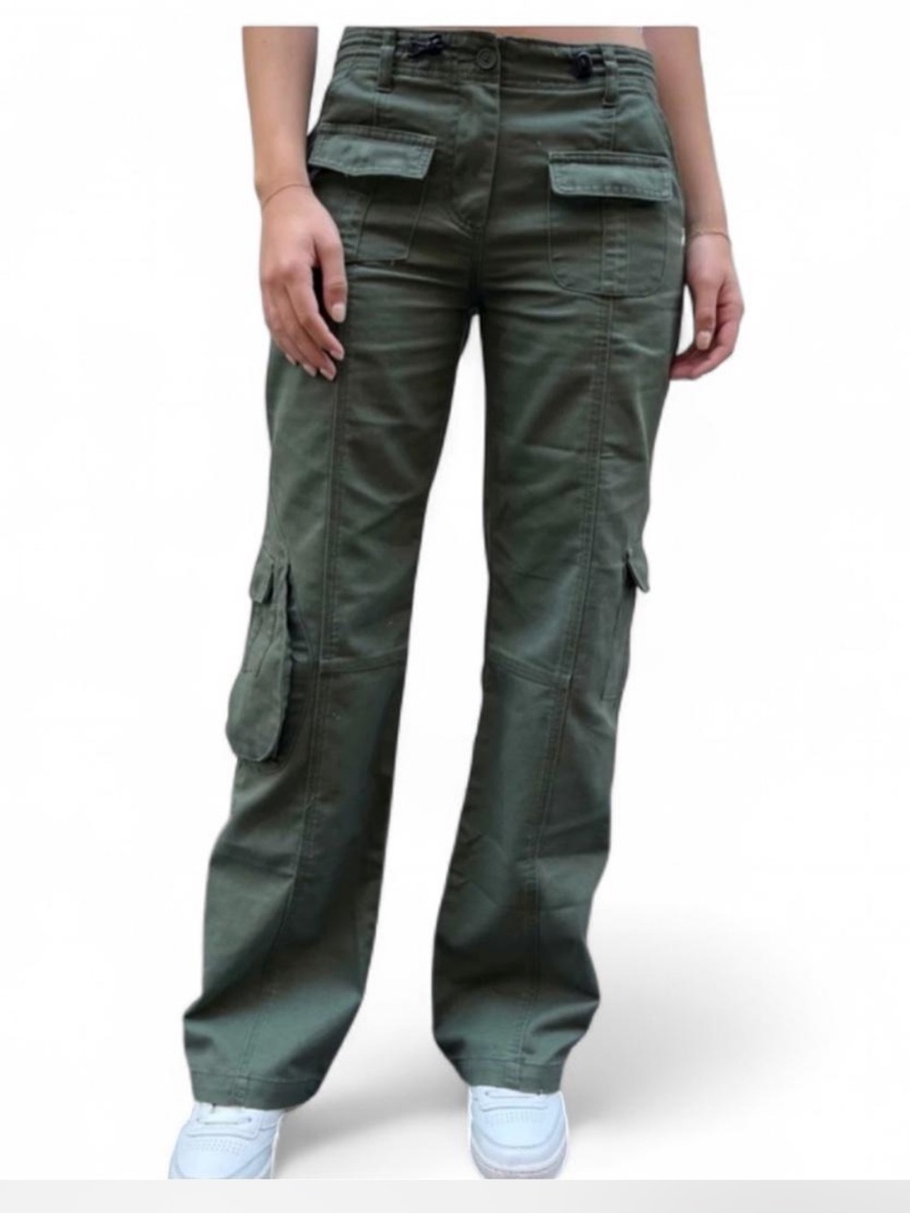 Brandy Melville Low Rise Long Olive Utility Cargo Pants O/S